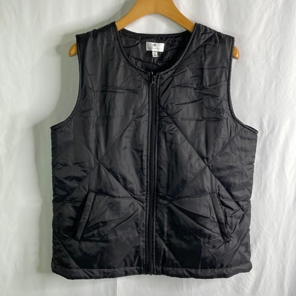 NWT Socialite, black, quilted round neck liner vest:
